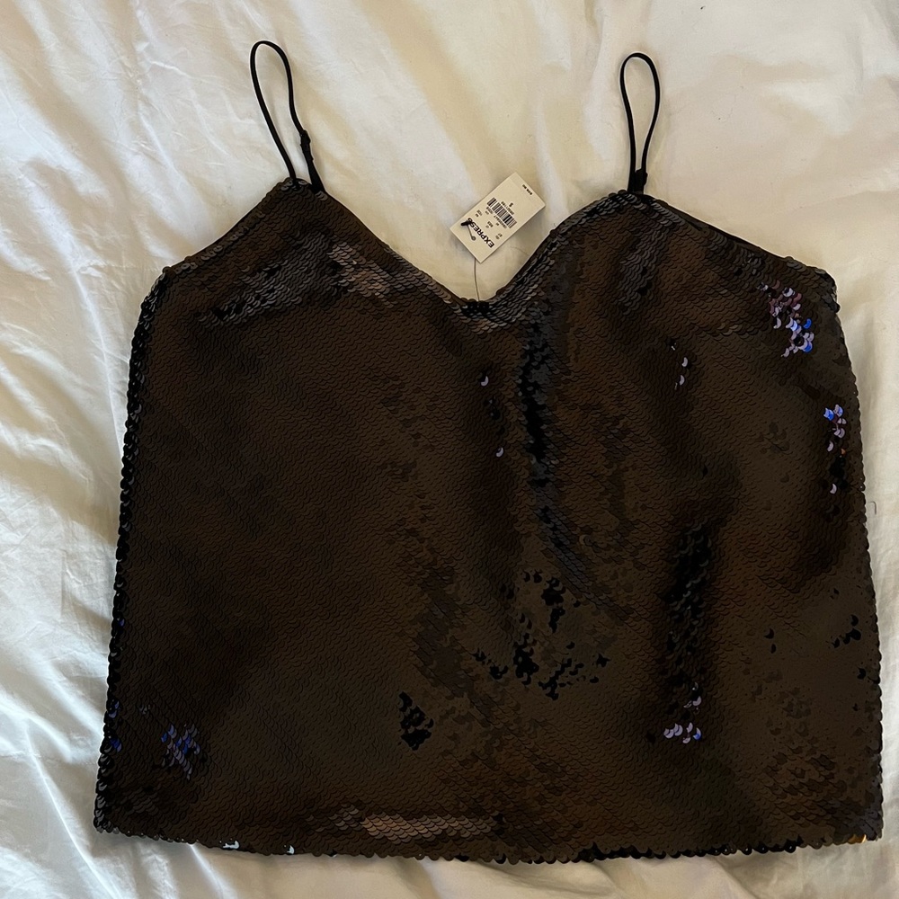NWT- black sequin cami